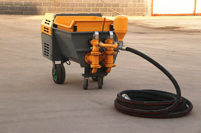Double piston mortar spraying machine for building application
